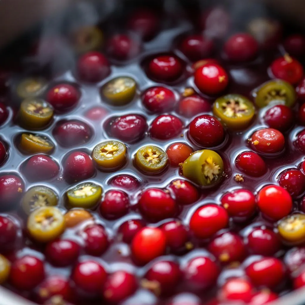   Jalapeño Cranberry Dip with Cream Cheese Swirl extra:step_cooking