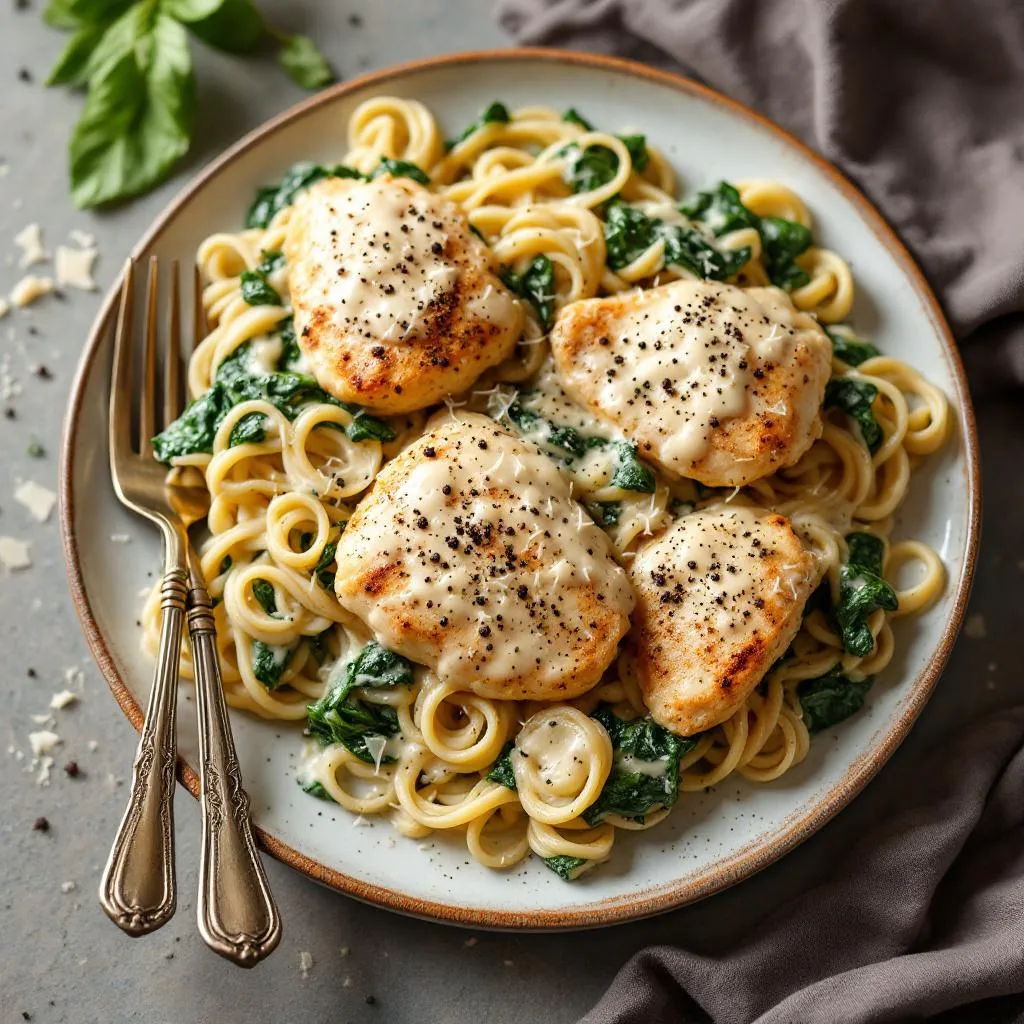 Creamy Chicken and Spinach Skillet – Easy One-Pan   Dinner serving