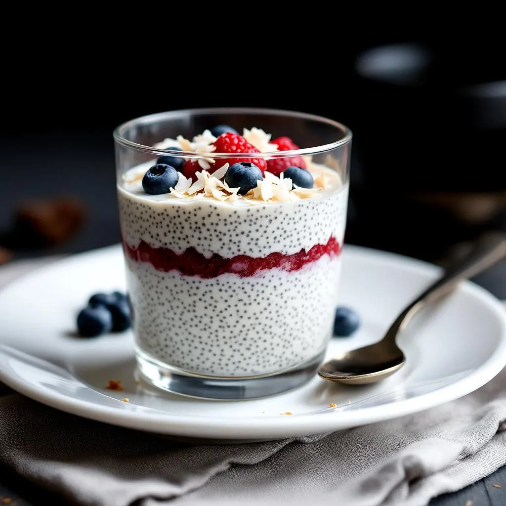   Chia Pudding Breakfast with Coconut and Berries serving