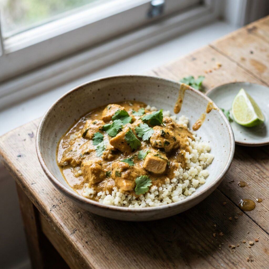   Butter Chicken Style Skillet – Creamy Low-Carb Indian Dinner serving