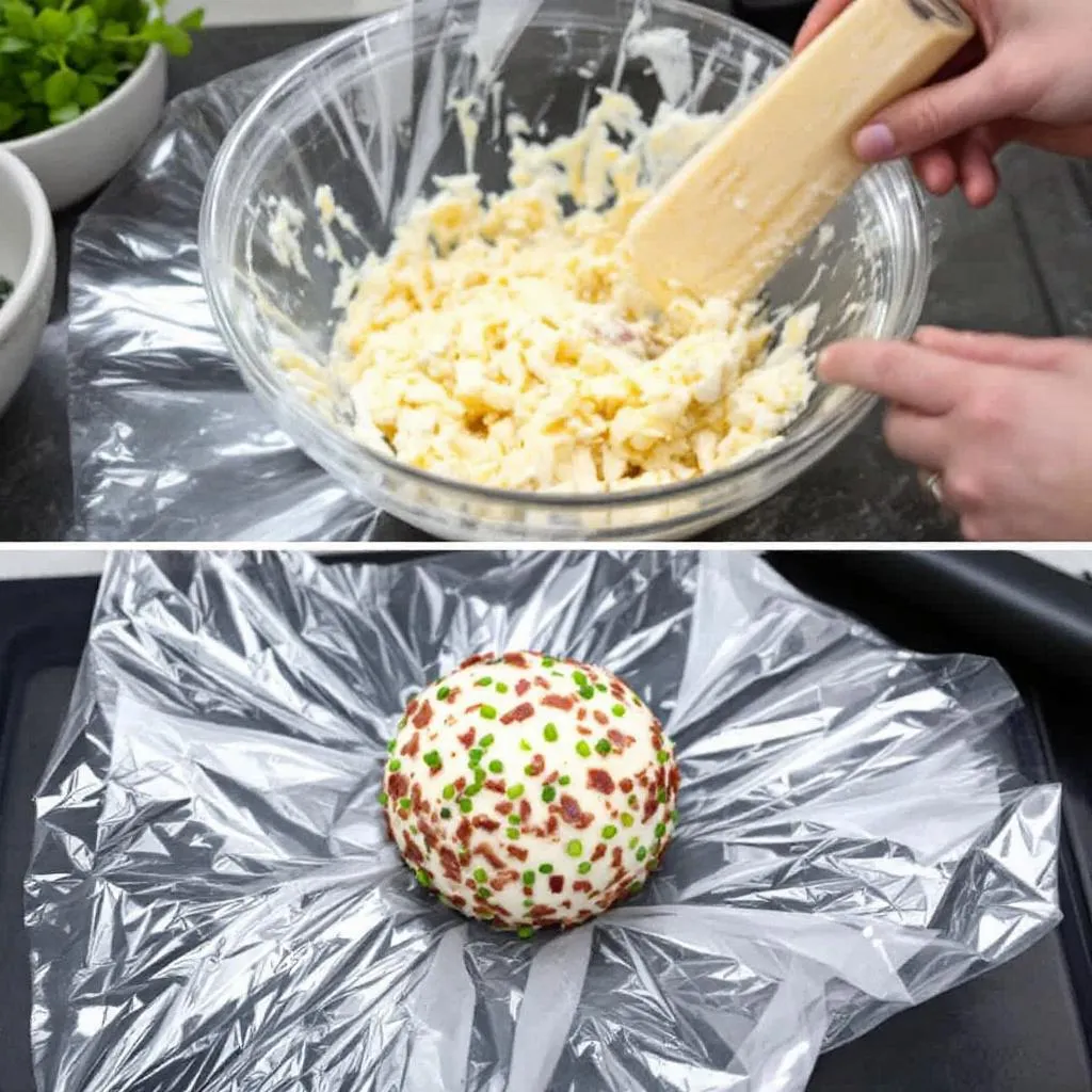   Cheese Ball with Crispy Bacon and Chives – Perfect Party Appetiser extra:step-by-step