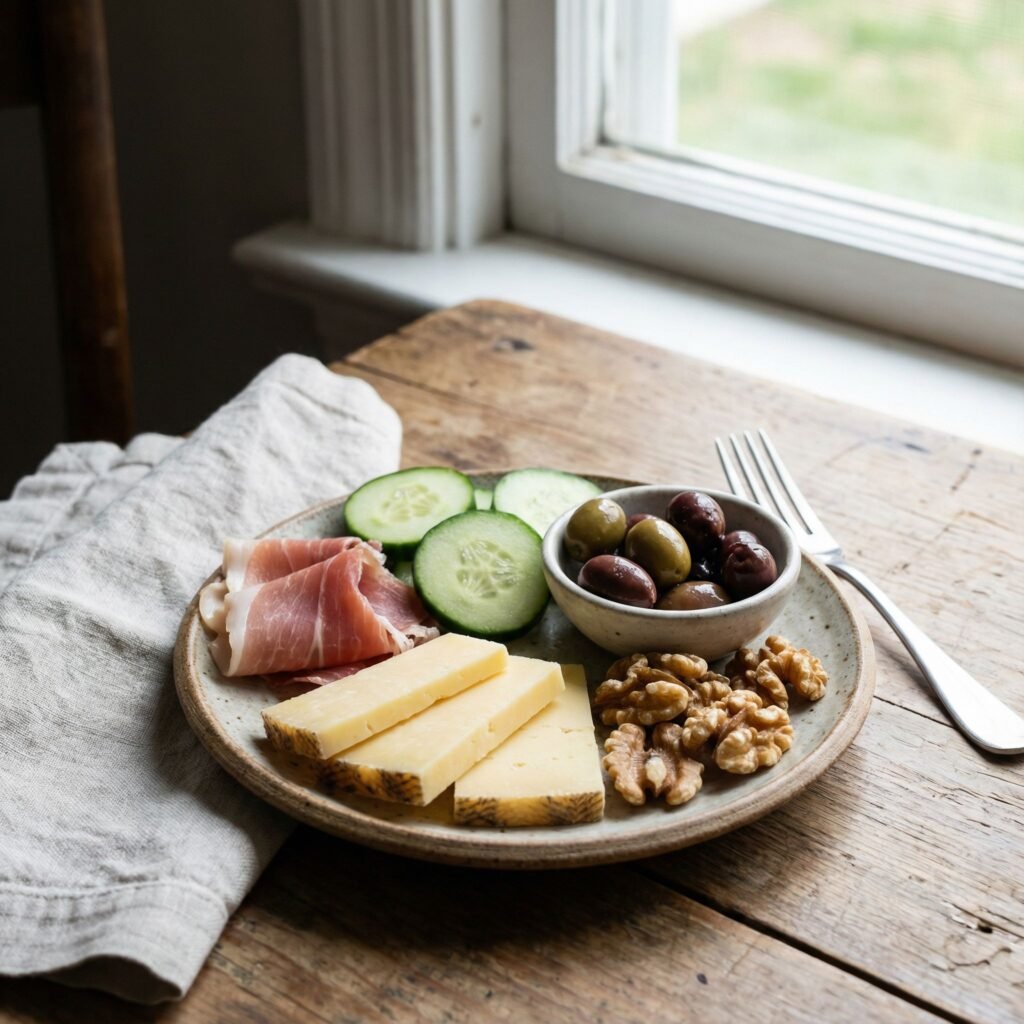   Cheese and Meat Snack Plate: Easy Low-Carb Grazing Board serving